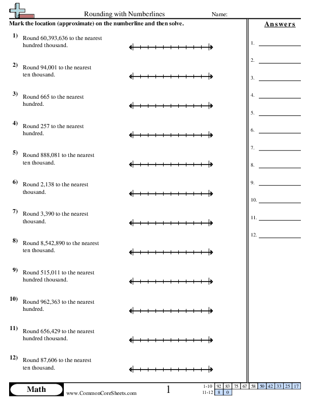 Rounding with Numberlines worksheet